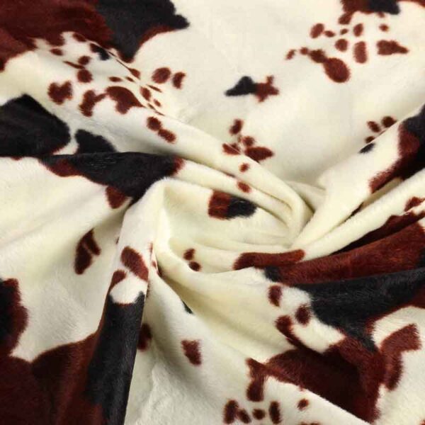 Tissu velboa imprimé vaches marron noir