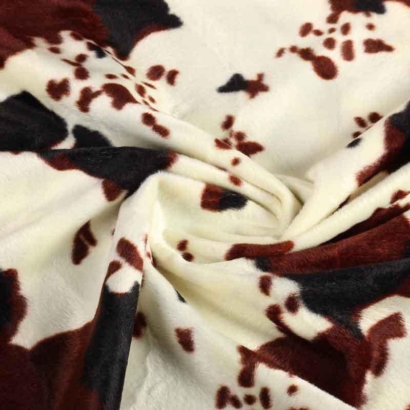 Tissu velboa imprimé vaches marron noir