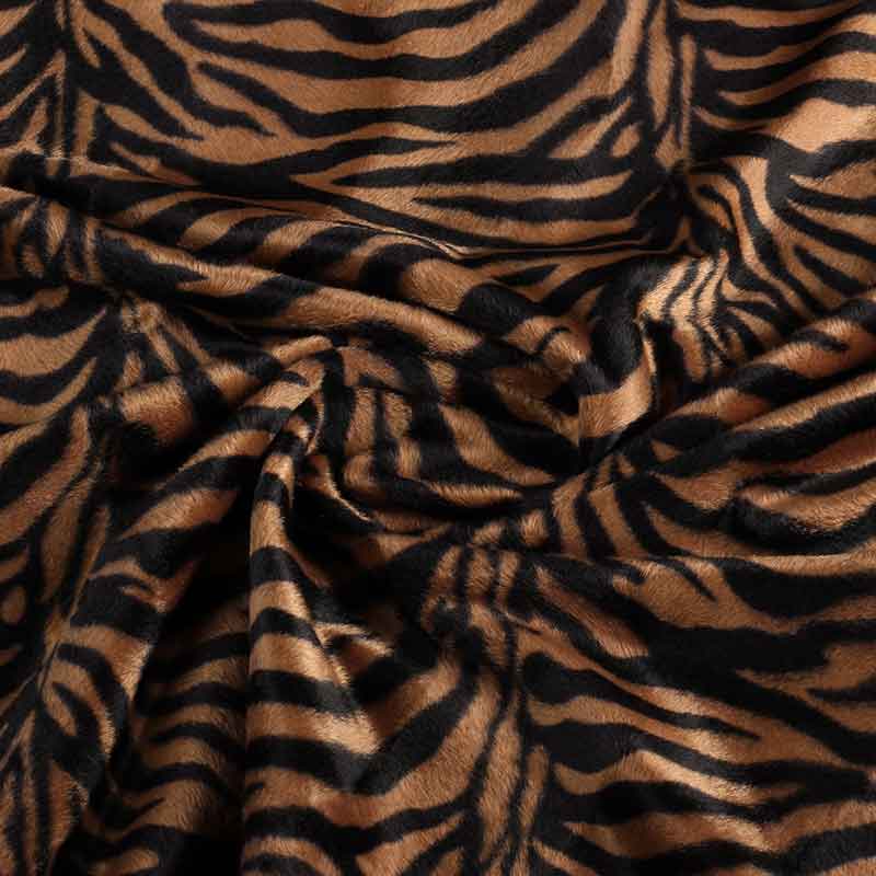 Tissu Velboa zèbre brun petit motif