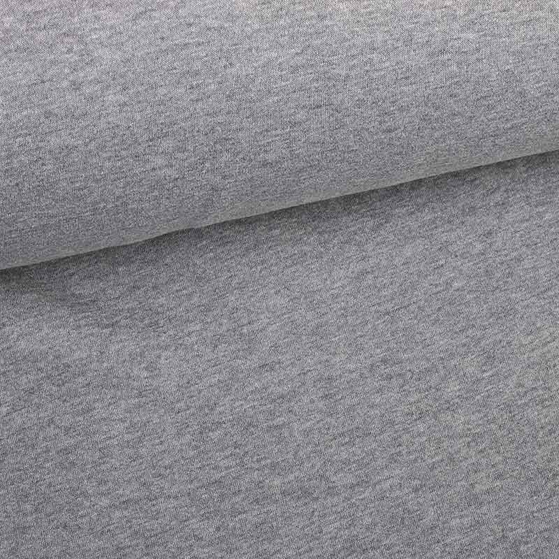 Tissu jogging sweat brossé gris clair mélange