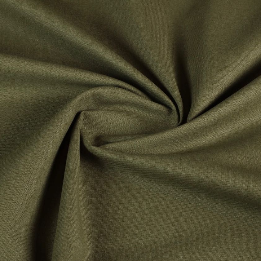 Tissu coton tissé vert olive