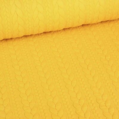 Tissu câble jacquard tricot ocre