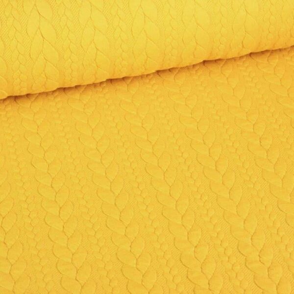 Tissu câble jacquard tricot ocre