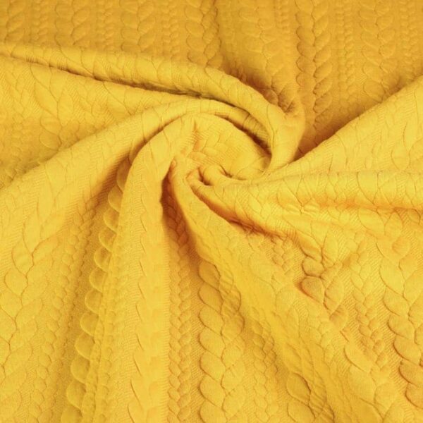 Tissu câble jacquard tricot ocre