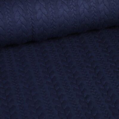 Tissu câble jacquard tricot marine