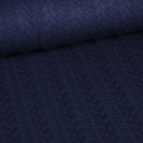 Tissu câble jacquard tricot marine