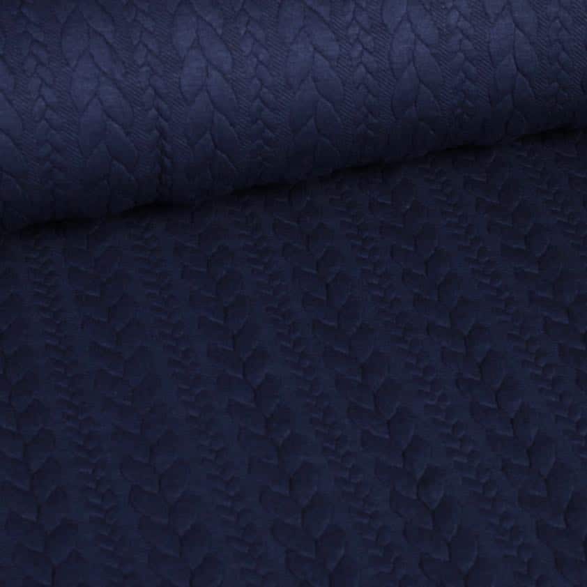 Tissu câble jacquard tricot marine