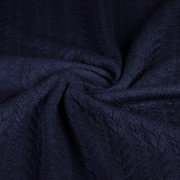 Tissu câble jacquard tricot marine
