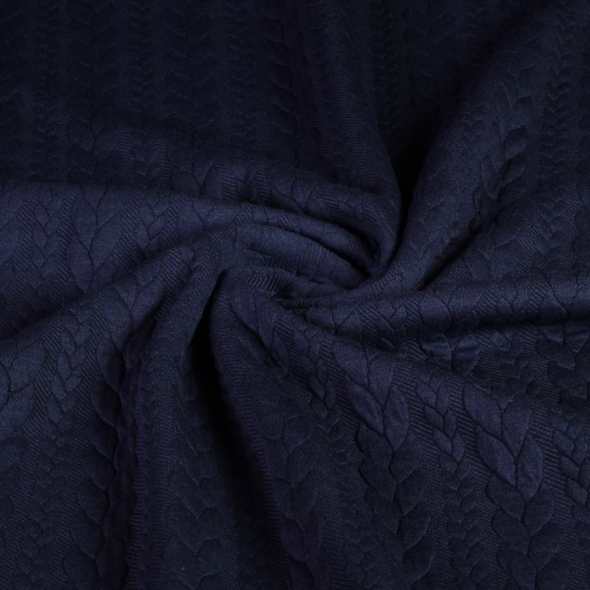 Tissu câble jacquard tricot marine