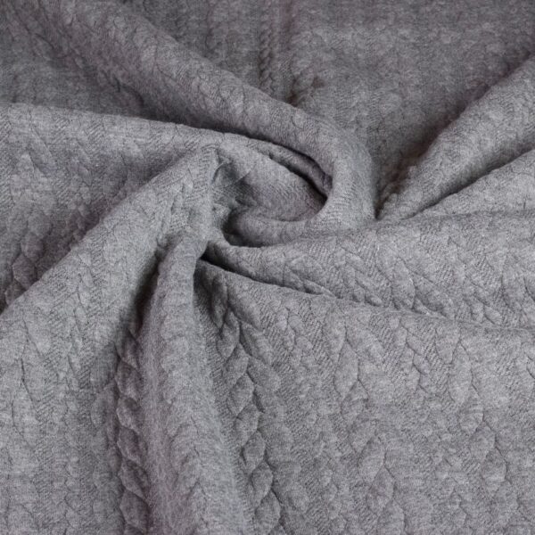 Tissu jacquard tricot câble gris chiné
