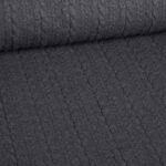 Kabel jacquard tricot donker grijs melange