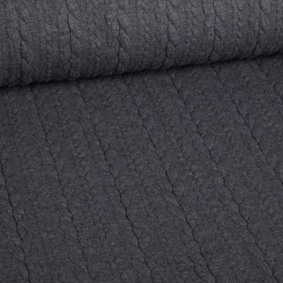 Tissu jacquard câble gris foncé chiné
