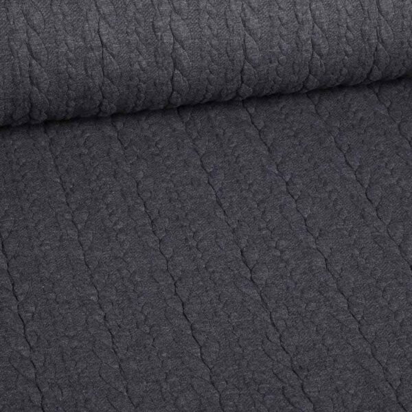 Tissu jacquard câble gris foncé chiné