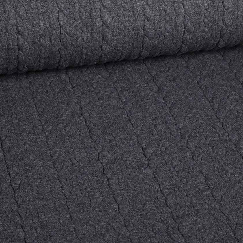 Tissu jacquard câble gris foncé chiné