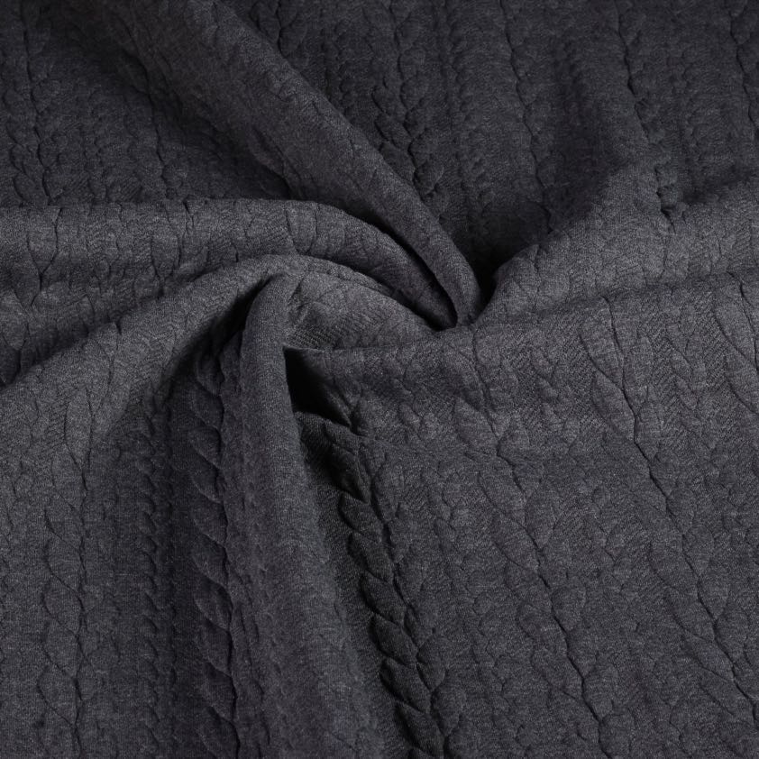 Tissu jacquard câble gris foncé chiné