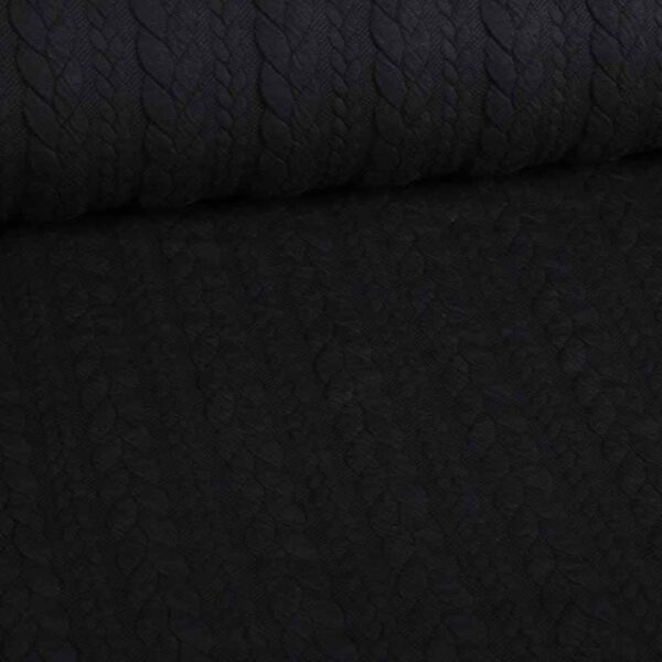 Tissu jacquard câble tricot noir