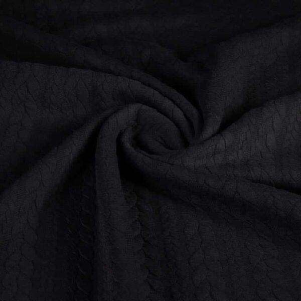 Tissu jacquard câble tricot noir