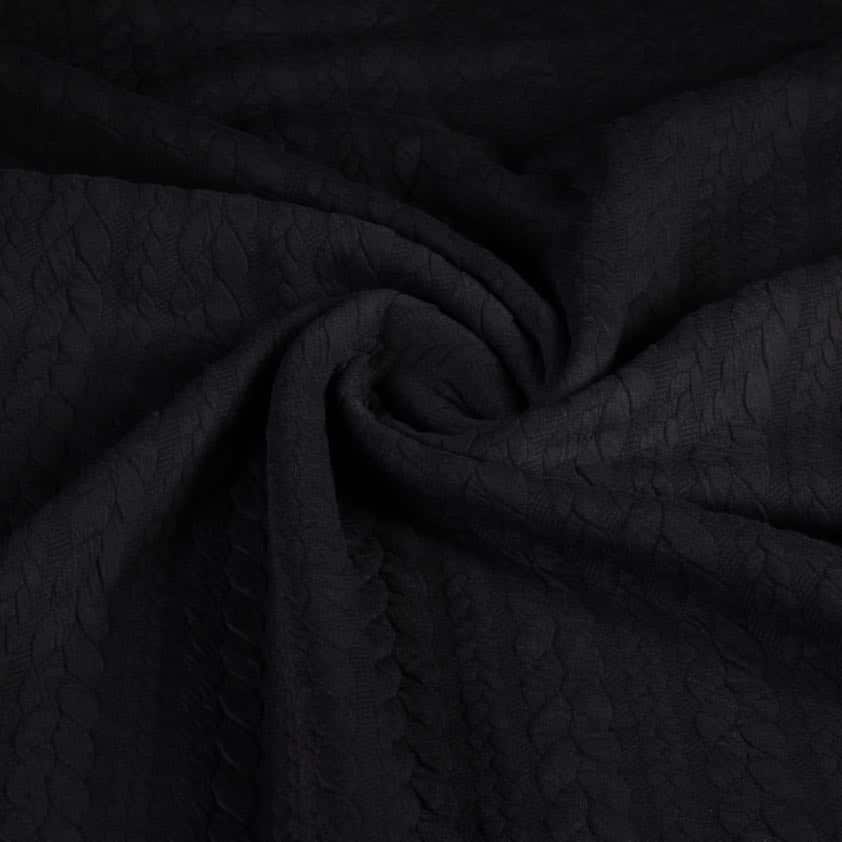 Tissu jacquard câble tricot noir
