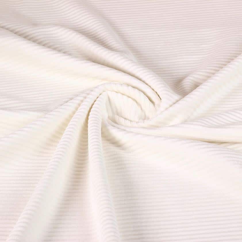 Tissu tricot côtelé ecru