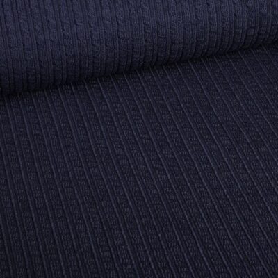 Tissu côtelé Fantasie laine marine