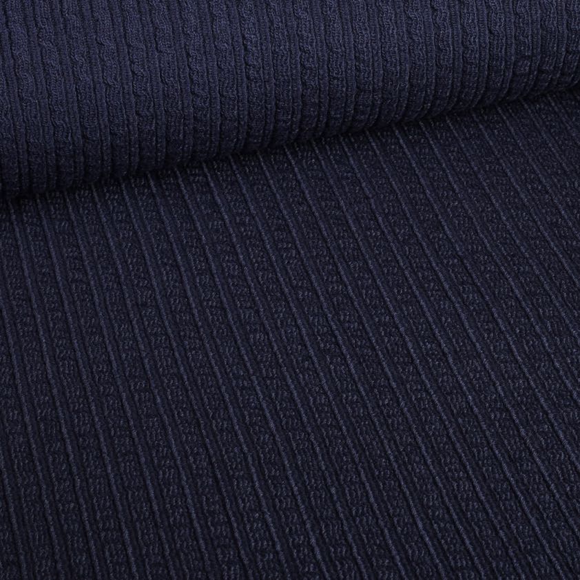 Tissu côtelé Fantasie laine marine