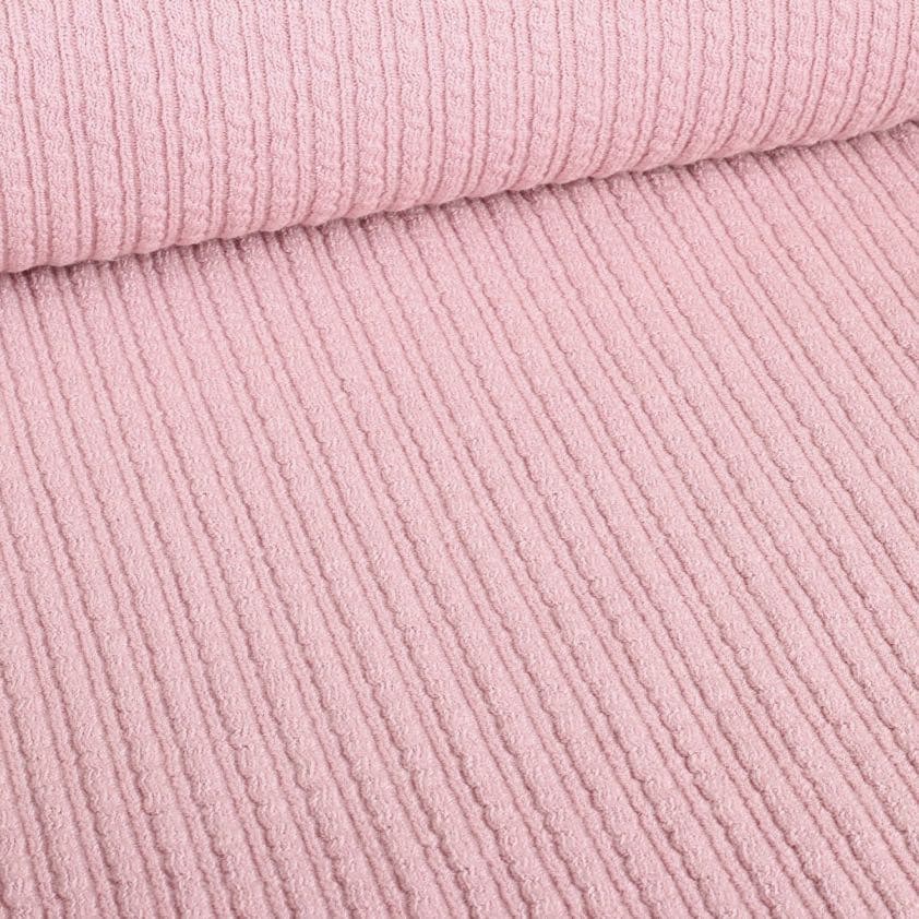 Tissu côtelé Fantasie laine vieux rose clair