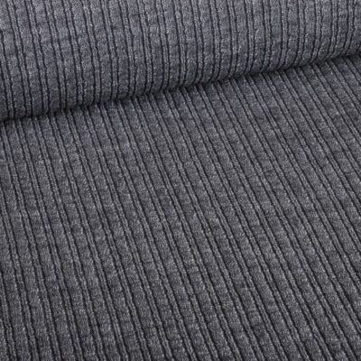 Tissu côtelé Fantasie laine gris chiné