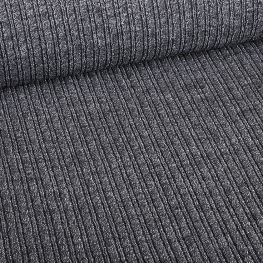 Tissu côtelé Fantasie laine gris chiné