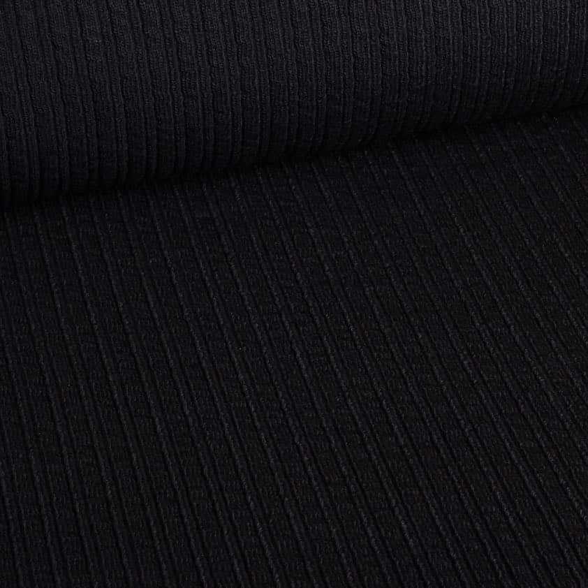 Tissu côtelé Fantasie laine noir