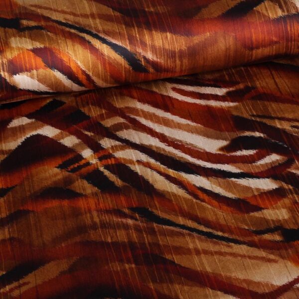 Tissu stretch satin mat zébra rouille