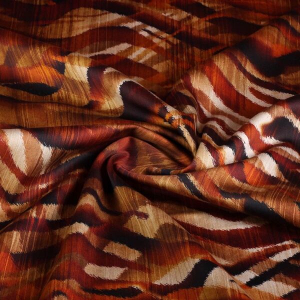 Tissu stretch satin mat zébra rouille