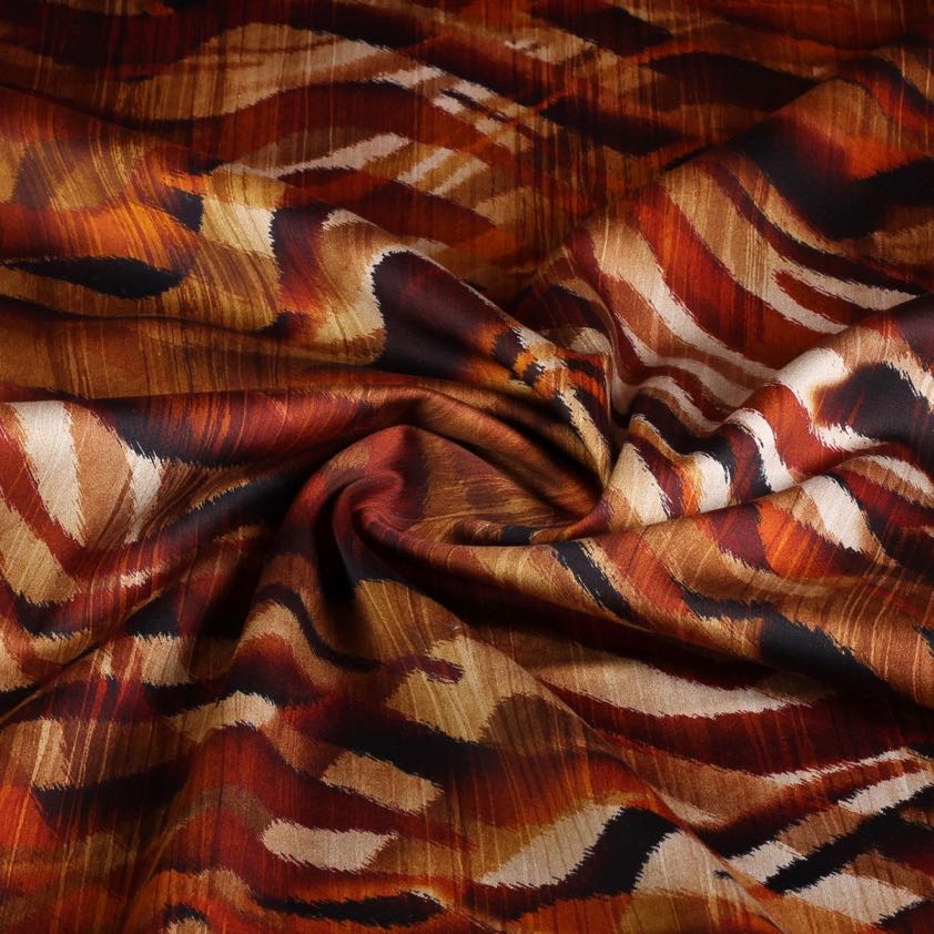 Tissu stretch satin mat zébra rouille