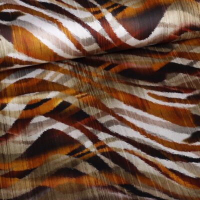 Tissu stretch satin mat zèbre marron