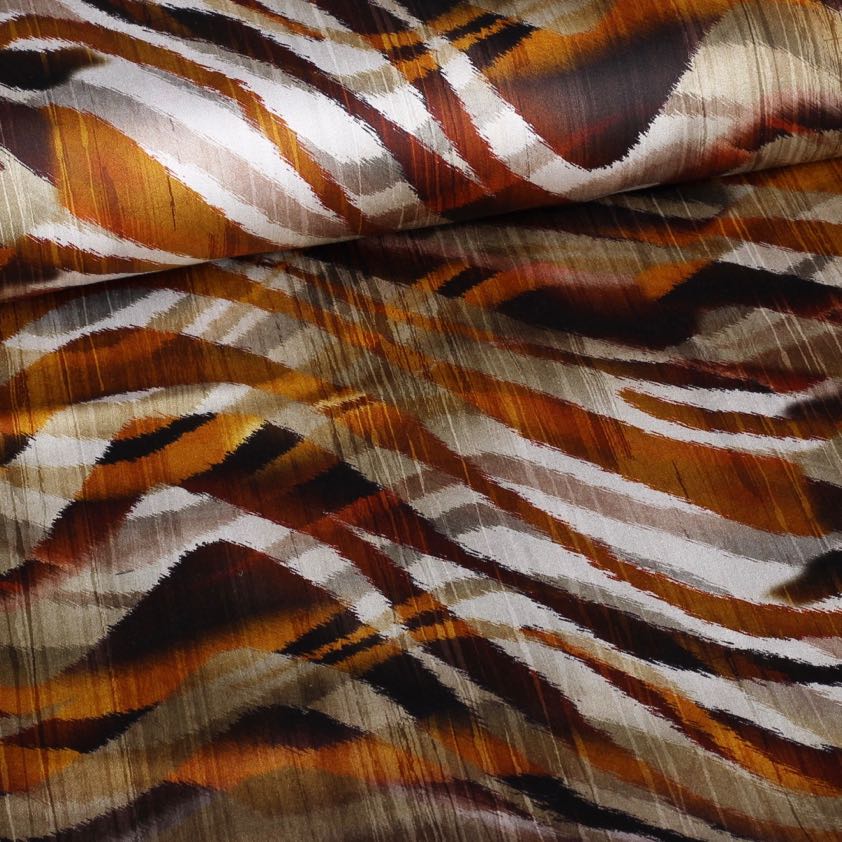 Tissu stretch satin mat zèbre marron