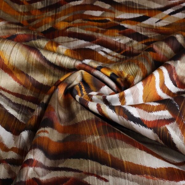 Tissu stretch satin mat zèbre marron