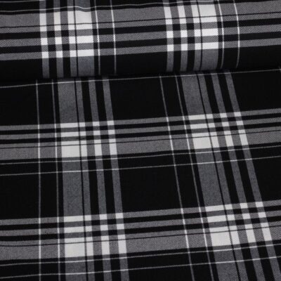 Tissu tartan stretch noir/blanc