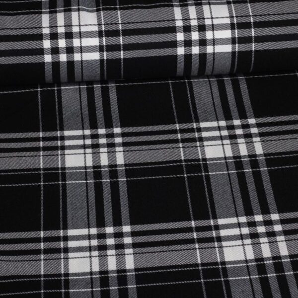 Tissu tartan stretch noir/blanc