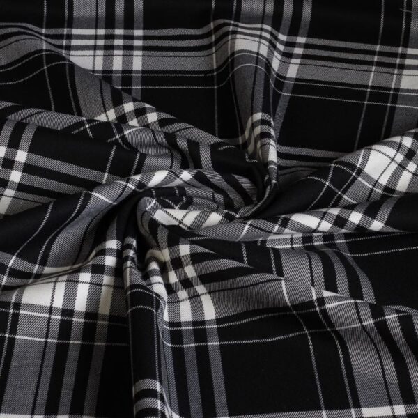 Tissu tartan stretch noir/blanc