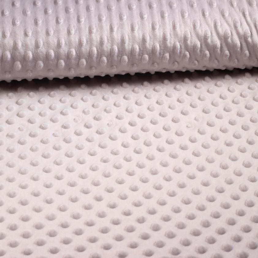 Tissu Minky fleece piqué jacquard gris clair