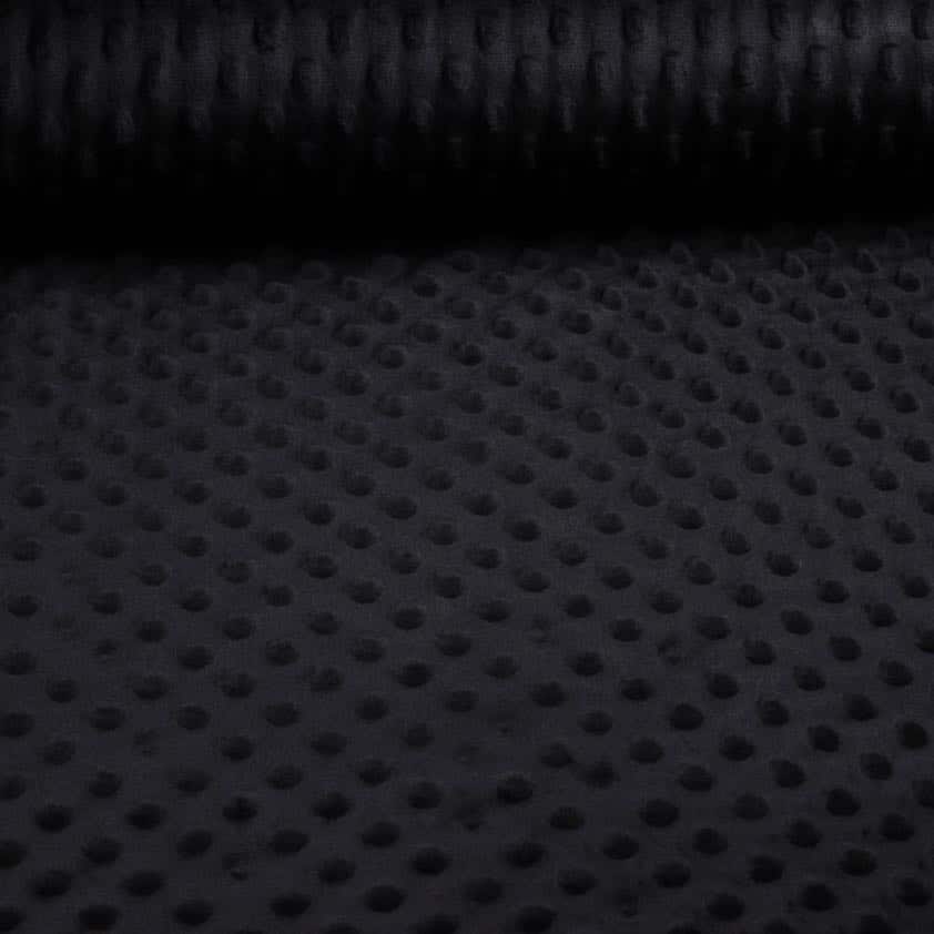 Tissu Minky fleece piqué jacquard noir
