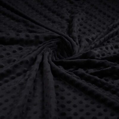 Tissu Minky fleece piqué jacquard noir
