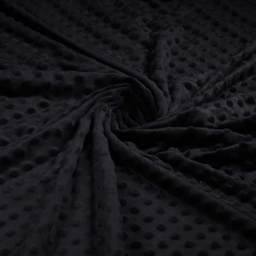 Tissu Minky fleece piqué jacquard noir
