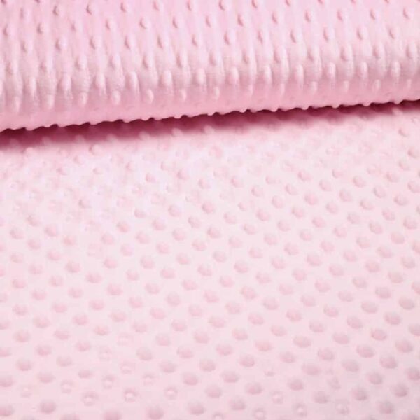 Tissu Minky fleece boutons jacquard rose