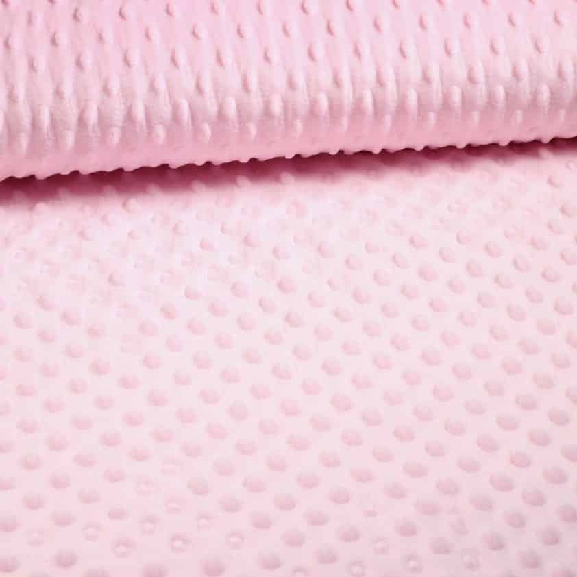 Tissu Minky fleece boutons jacquard rose