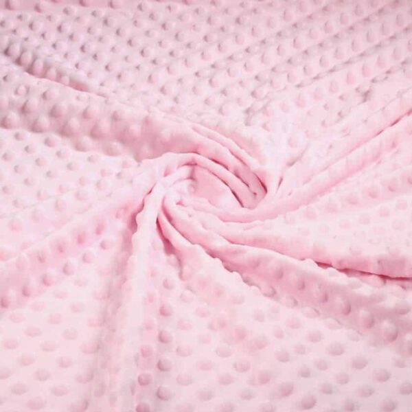 Tissu Minky fleece boutons jacquard rose