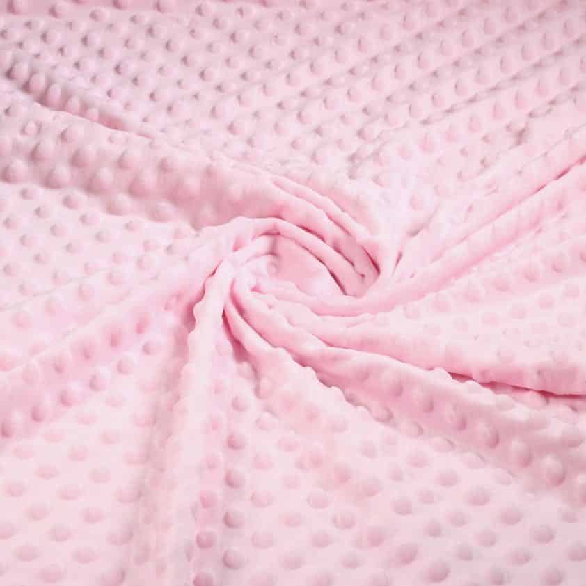 Tissu Minky fleece boutons jacquard rose