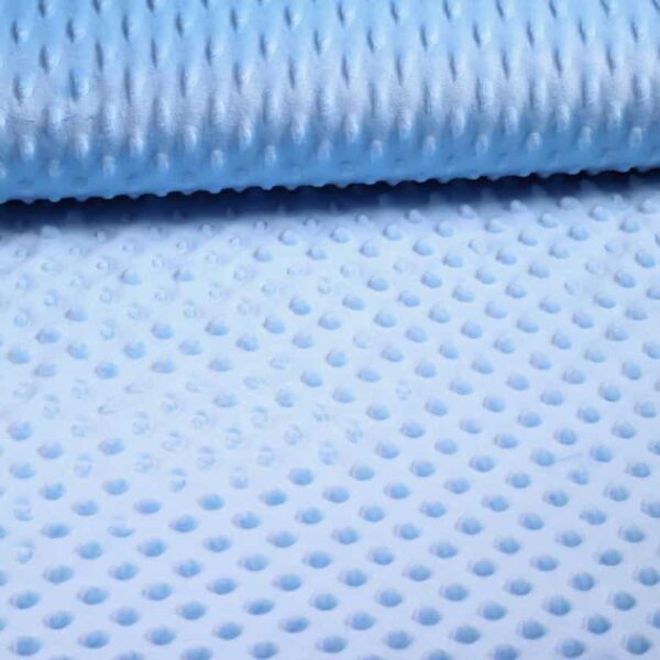 Tissu Minky fleece piqué jacquard bleu clair