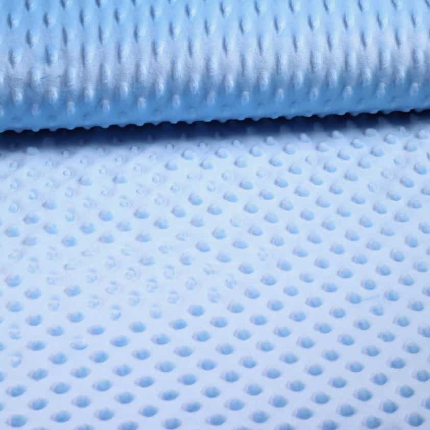 Tissu Minky fleece piqué jacquard bleu clair