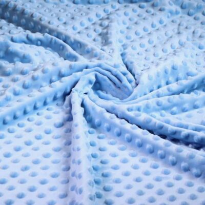Tissu Minky fleece piqué jacquard bleu clair