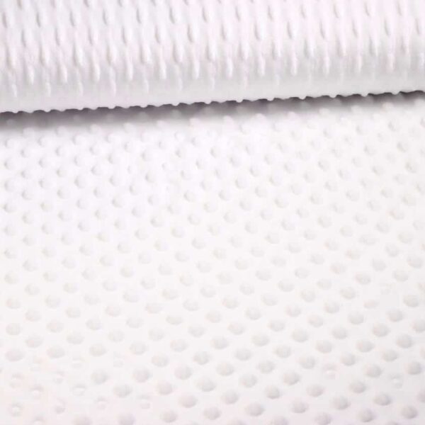 Tissu Minky fleece blanc petits pois jacquard